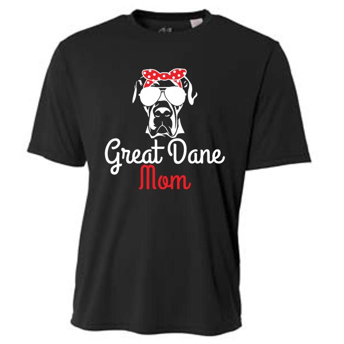 Great Dane Mom Vintage Funny Cute Dog Great Dane Mama Cooling Performance Crew T-Shirt