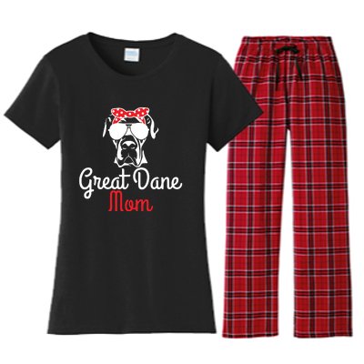 Great Dane Mom Vintage Funny Cute Dog Great Dane Mama Women's Flannel Pajama Set