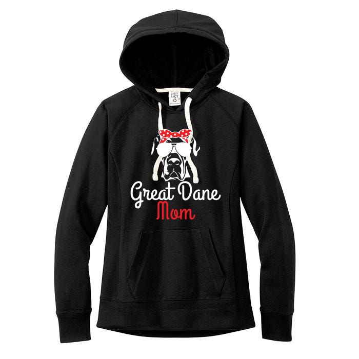 Great Dane Mom Vintage Funny Cute Dog Great Dane Mama Women's Fleece Hoodie