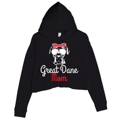 Great Dane Mom Vintage Funny Cute Dog Great Dane Mama Crop Fleece Hoodie