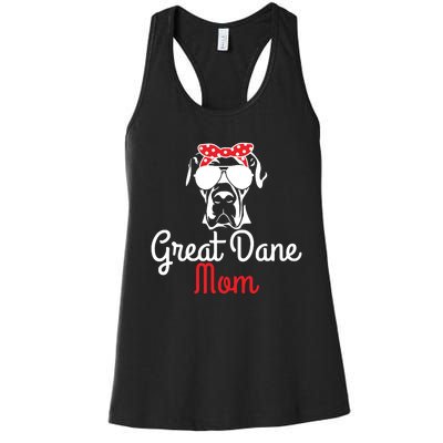 Great Dane Mom Vintage Funny Cute Dog Great Dane Mama Women's Racerback Tank