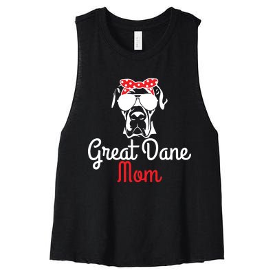 Great Dane Mom Vintage Funny Cute Dog Great Dane Mama Women's Racerback Cropped Tank