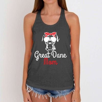 Great Dane Mom Vintage Funny Cute Dog Great Dane Mama Women's Knotted Racerback Tank