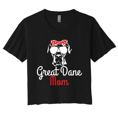 Great Dane Mom Vintage Funny Cute Dog Great Dane Mama Women's Crop Top Tee