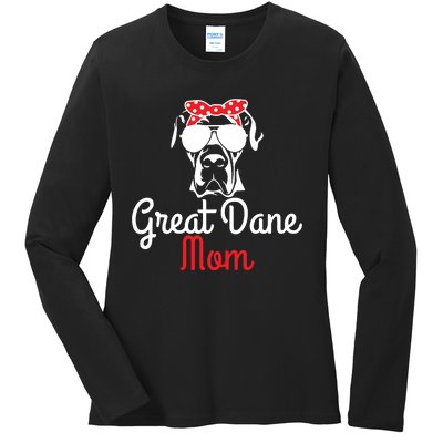 Great Dane Mom Vintage Funny Cute Dog Great Dane Mama Ladies Long Sleeve Shirt