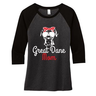 Great Dane Mom Vintage Funny Cute Dog Great Dane Mama Women's Tri-Blend 3/4-Sleeve Raglan Shirt