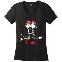 Great Dane Mom Vintage Funny Cute Dog Great Dane Mama Women's V-Neck T-Shirt