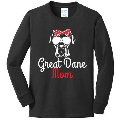 Great Dane Mom Vintage Funny Cute Dog Great Dane Mama Kids Long Sleeve Shirt