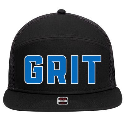 Grit Detroit Michigan Blue And White 7 Panel Mesh Trucker Snapback Hat