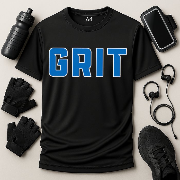 Grit Detroit Michigan Blue And White Performance Shirt