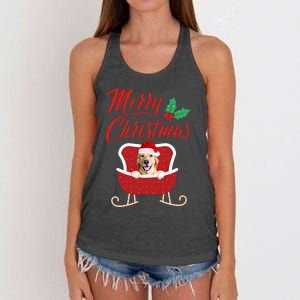 GoldenRetriever Dog Merry Christmas Design For The Holiday Season! Women's Knotted Racerback Tank