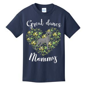 Great Danes Mommy Irish Shamrock Heart Funny St Patricks Day Kids T-Shirt