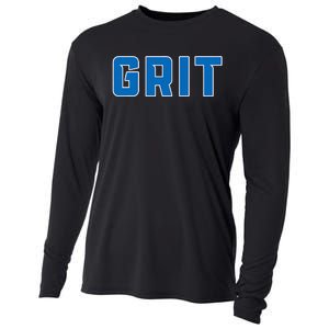 Grit Detroit Michigan Blue And White Cooling Performance Long Sleeve Crew