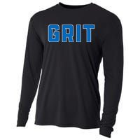 Grit Detroit Michigan Blue And White Cooling Performance Long Sleeve Crew