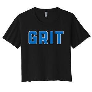 Grit Detroit Michigan Blue And White Women's Crop Top Tee