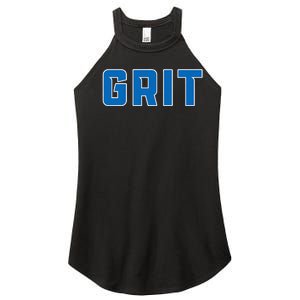 Grit Detroit Michigan Blue And White Women’s Perfect Tri Rocker Tank