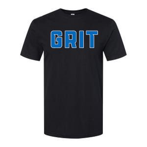 Grit Detroit Michigan Blue And White Softstyle CVC T-Shirt