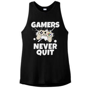 Gamers Do Not Quit Gaming Funny Video Gamer Cool Graphic Gift Ladies PosiCharge Tri-Blend Wicking Tank