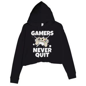 Gamers Do Not Quit Gaming Funny Video Gamer Cool Graphic Gift Crop Fleece Hoodie