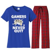 Gamers Do Not Quit Gaming Funny Video Gamer Cool Graphic Gift Women's Flannel Pajama Set