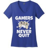 Gamers Do Not Quit Gaming Funny Video Gamer Cool Graphic Gift Women's V-Neck T-Shirt