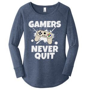 Gamers Do Not Quit Gaming Funny Video Gamer Cool Graphic Gift Women's Perfect Tri Tunic Long Sleeve Shirt