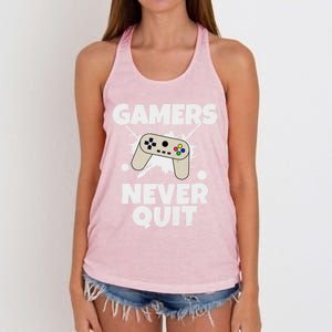 Gamers Do Not Quit Gaming Funny Video Gamer Cool Graphic Gift Women's Knotted Racerback Tank