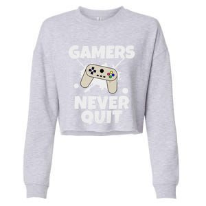 Gamers Do Not Quit Gaming Funny Video Gamer Cool Graphic Gift Cropped Pullover Crew