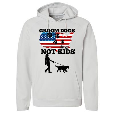 Groom Dogs Not Kids Funny Dogs Cute Meme  Performance Fleece Hoodie