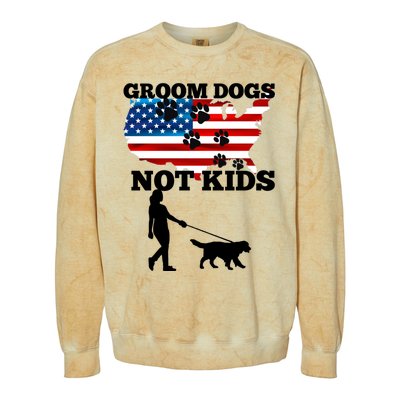 Groom Dogs Not Kids Funny Dogs Cute Meme  Colorblast Crewneck Sweatshirt