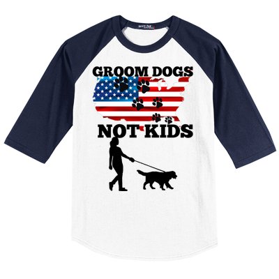 Groom Dogs Not Kids Funny Dogs Cute Meme  Baseball Sleeve Shirt