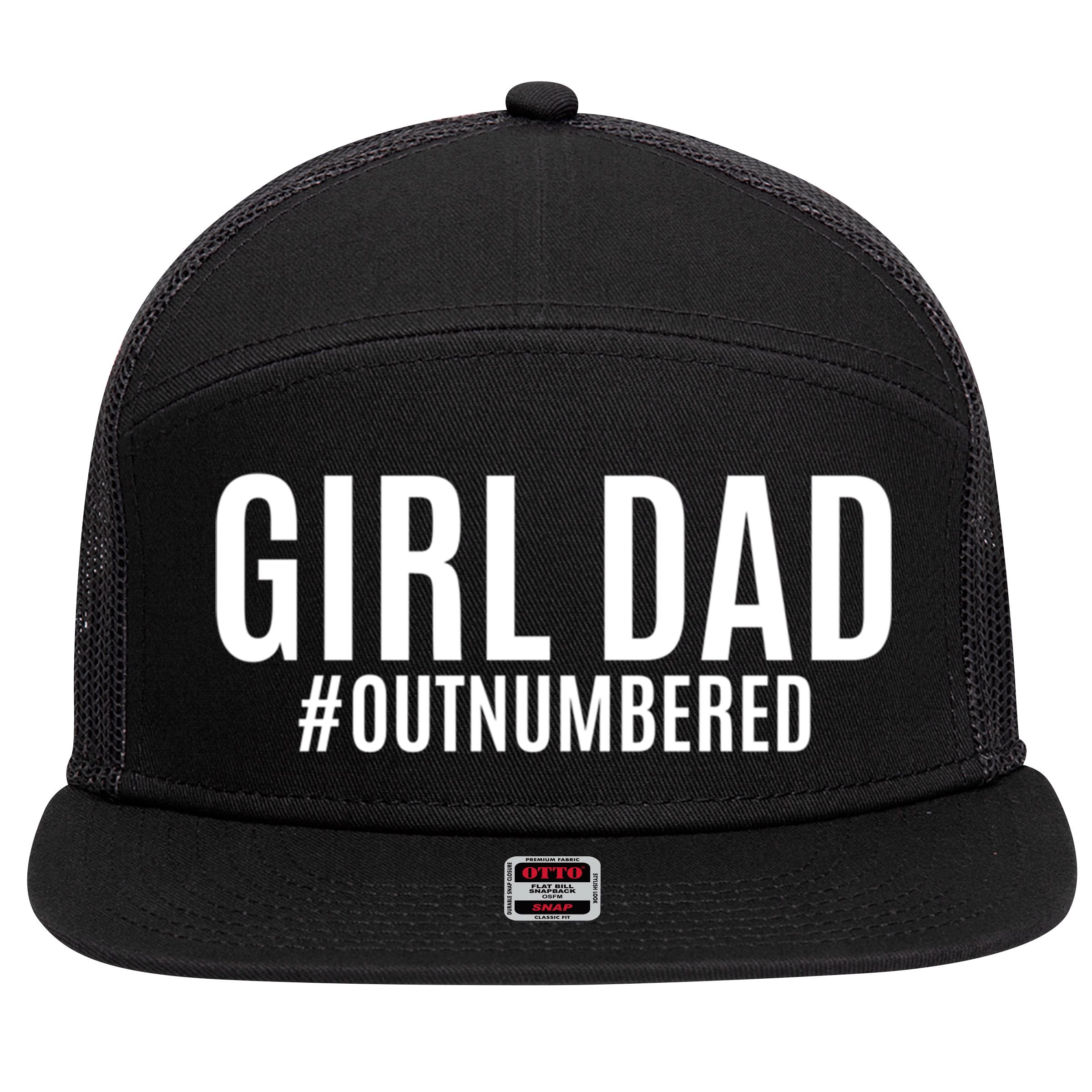 Girl Dad Outnumbered Tee Fathers Day Gift From Wife Daughter Gift 7 Panel Mesh Trucker Snapback Hat