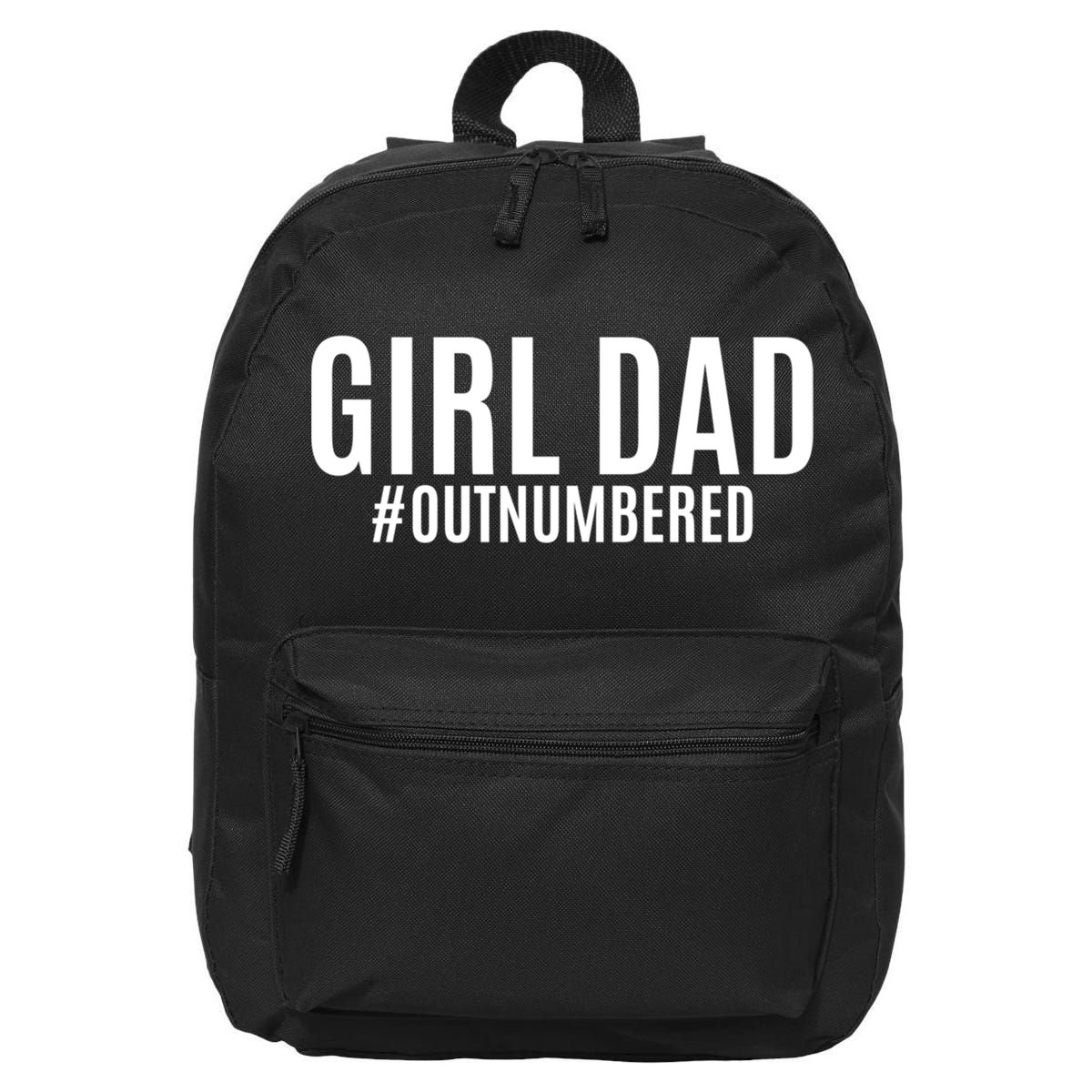 Girl Dad Outnumbered Tee Fathers Day Gift From Wife Daughter Gift 16 in Basic Backpack