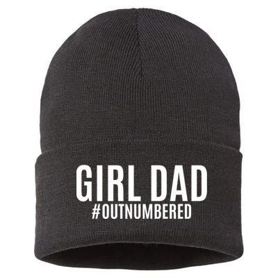 Girl Dad Outnumbered Tee Fathers Day Gift From Wife Daughter Gift Sustainable Knit Beanie