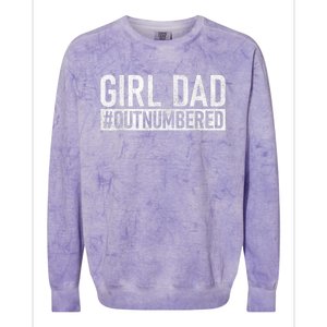 Girl Dad Outnumbered Fathers Day From Wife Daughter Colorblast Crewneck Sweatshirt