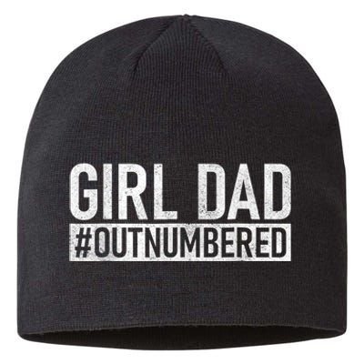 Girl Dad Outnumbered Fathers Day From Wife Daughter Sustainable Beanie