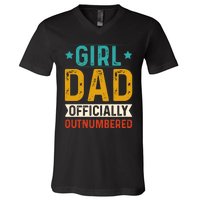 Girl Dad Outnumbered Proud FatherS Day Unique Gift Idea V-Neck T-Shirt