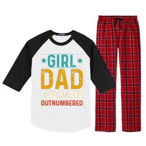 Girl Dad Outnumbered Proud FatherS Day Unique Gift Idea Raglan Sleeve Pajama Set