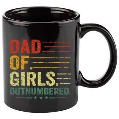 Girl Dad Outnumbered Men Fathers Day Father Of Girl Vintage 11oz C Handle Ceramic Mug