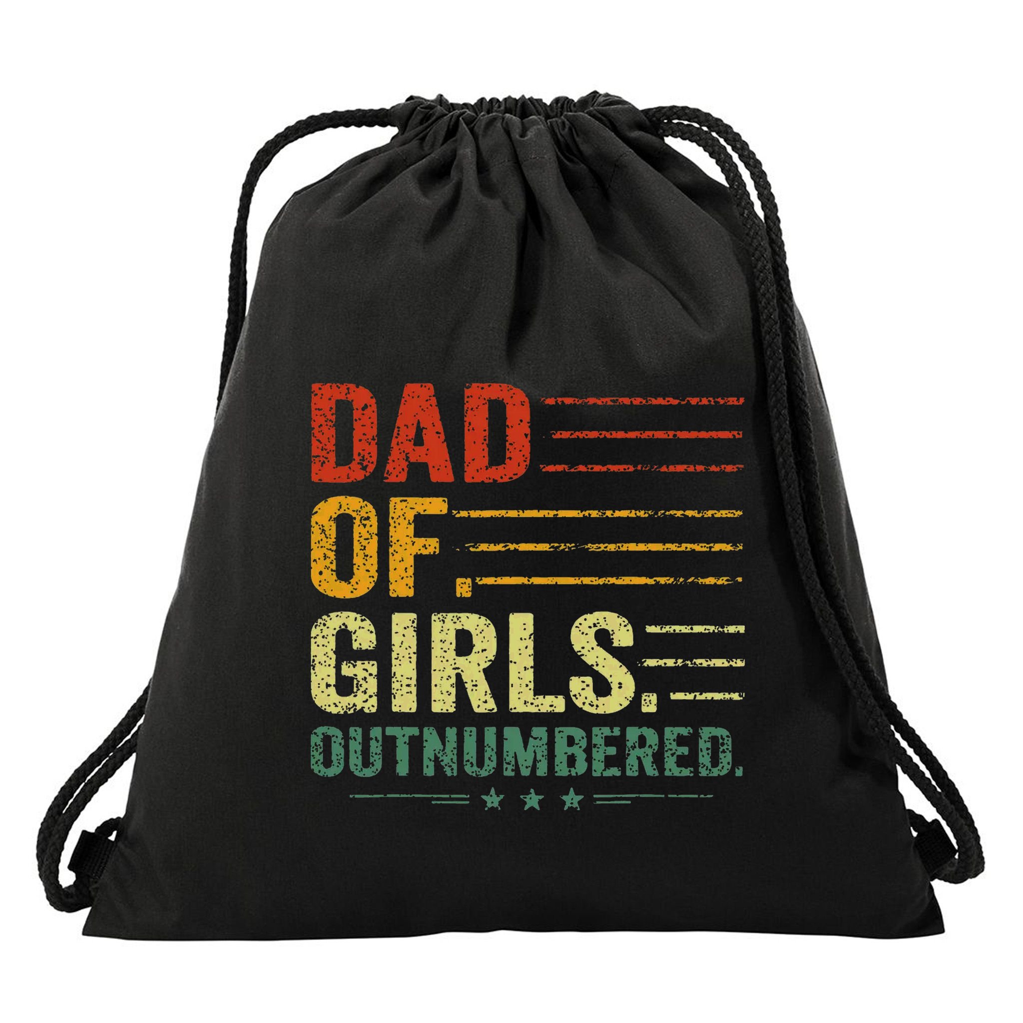 Girl Dad Outnumbered Men Fathers Day Father Of Girl Vintage Drawstring Bag