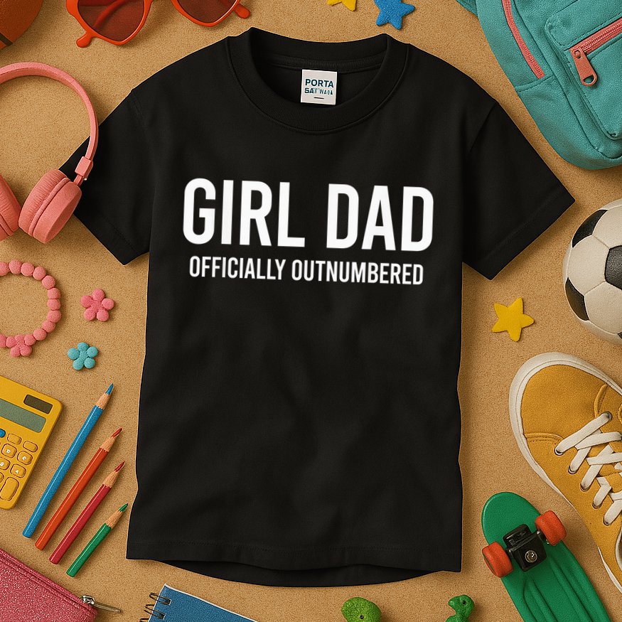 Girl Dad Officially Outnumbered Funny Kids T-Shirt