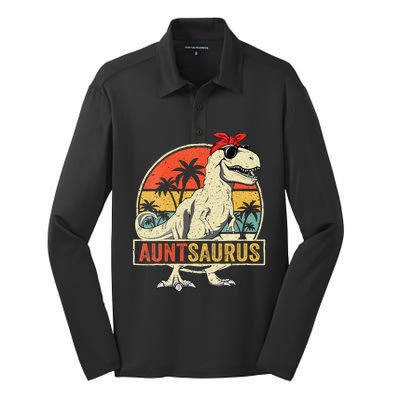 Granny Dinosaur Of The Birthday Matching Family Vneck Silk Touch Performance Long Sleeve Polo