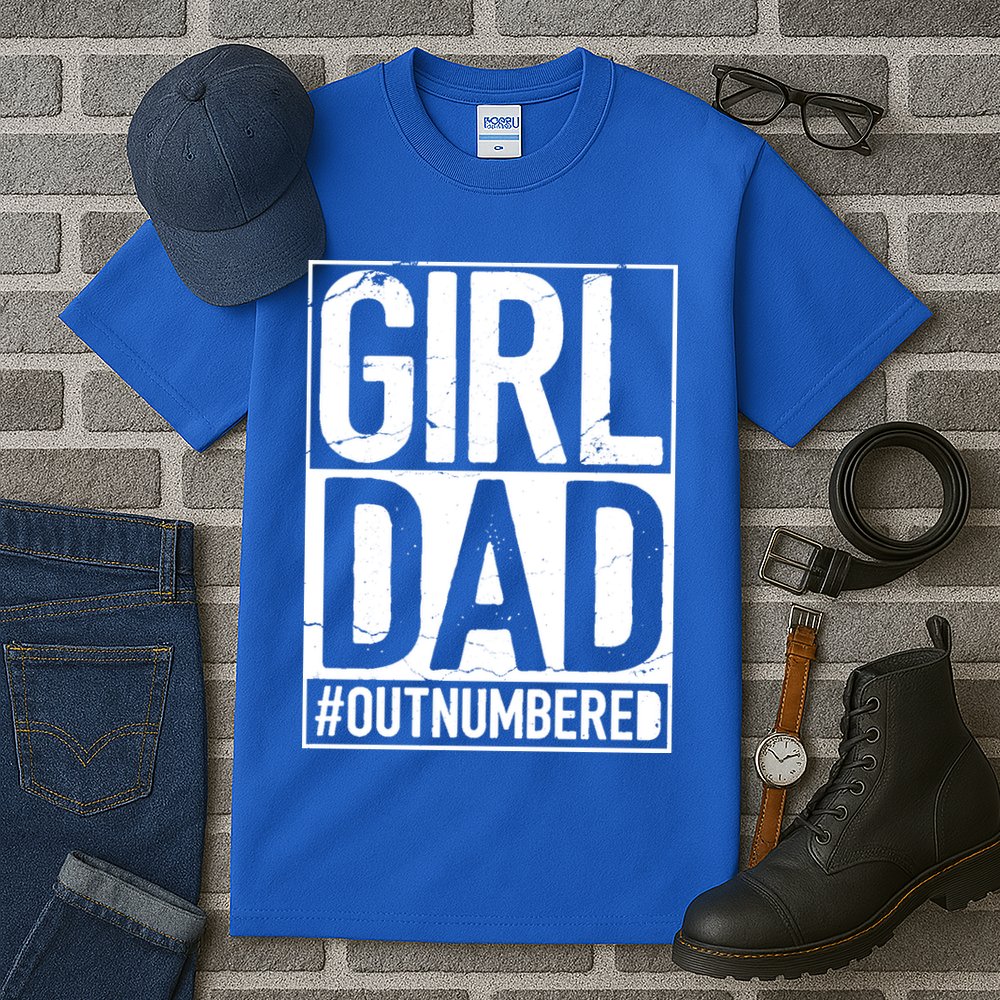 Girl Dad Outnumbered Gift Fathers Day From Wife Daughter Great Gift Tall T-Shirt