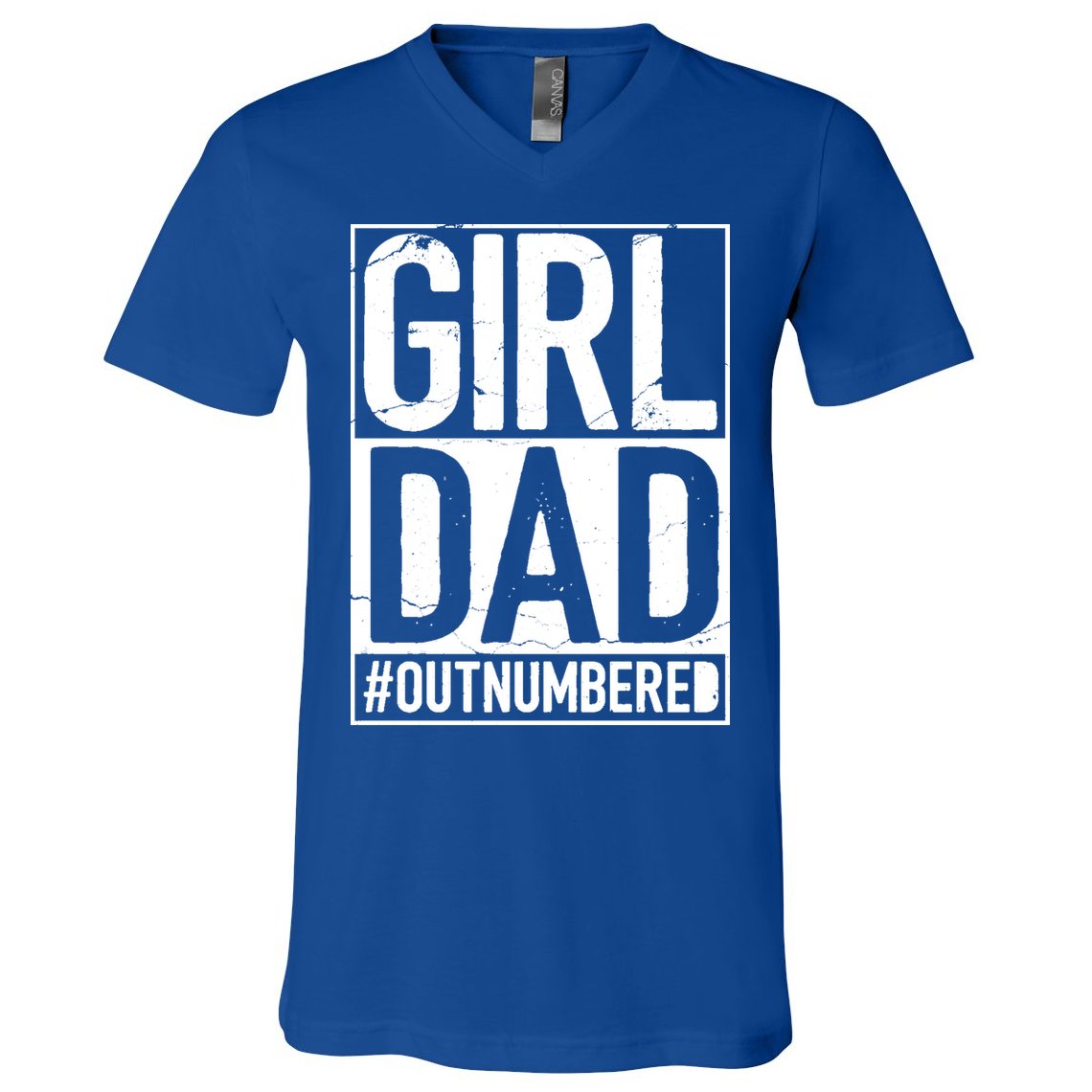 Girl Dad Outnumbered Gift Fathers Day From Wife Daughter Great Gift V-Neck T-Shirt