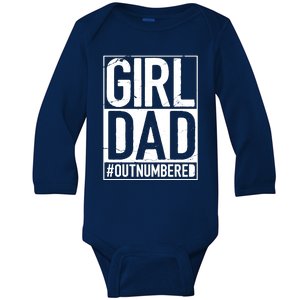 Girl Dad Outnumbered Gift Fathers Day From Wife Daughter Great Gift Baby Long Sleeve Bodysuit