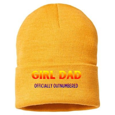 Girl Dad Officially Outnumbered Gift Sustainable Knit Beanie
