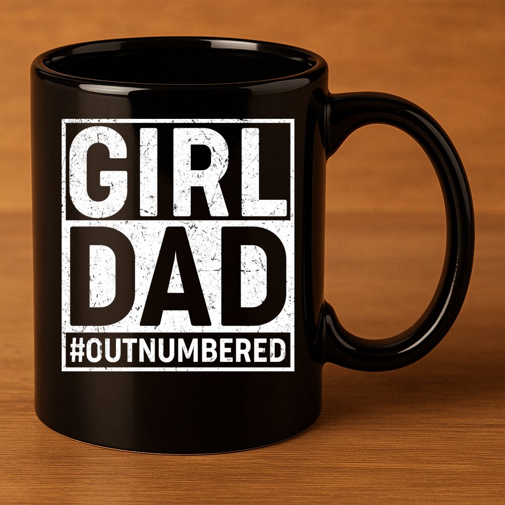 Girl Dad #OutNumbered 11oz C Handle Ceramic Mug