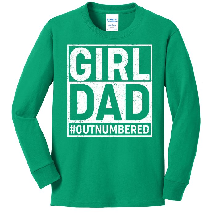 Girl Dad #OutNumbered Kids Long Sleeve Shirt