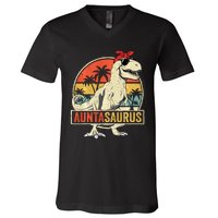 Granny Dinosaur Of The Birthdaymatching Family Long Sleeve V-Neck T-Shirt