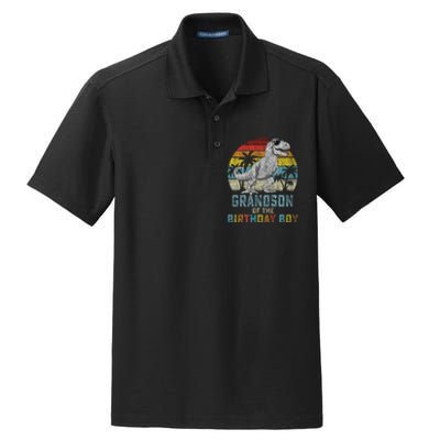 Grandson Dinosaur Of The Birthday Matching Family Dry Zone Grid Polo